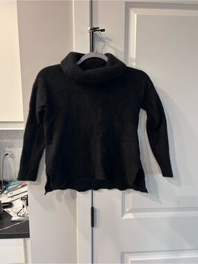 TESORI Black 100% Cashmere Cowl Neck Sweater Luxury Soft Knit Minimalist Cozy